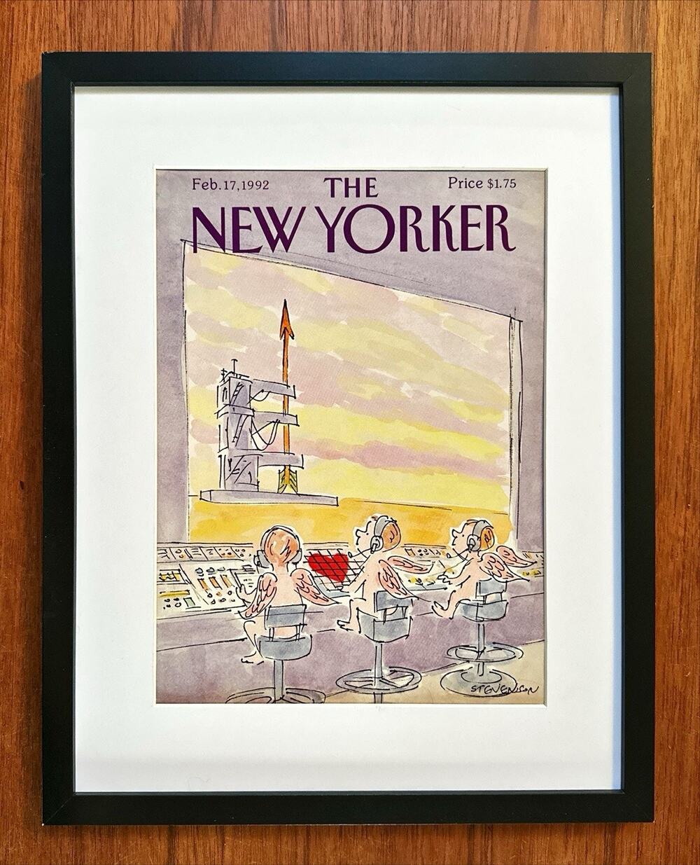 Framed 1992 The New Yorker February 17 Cupid Rocket James Stevenson